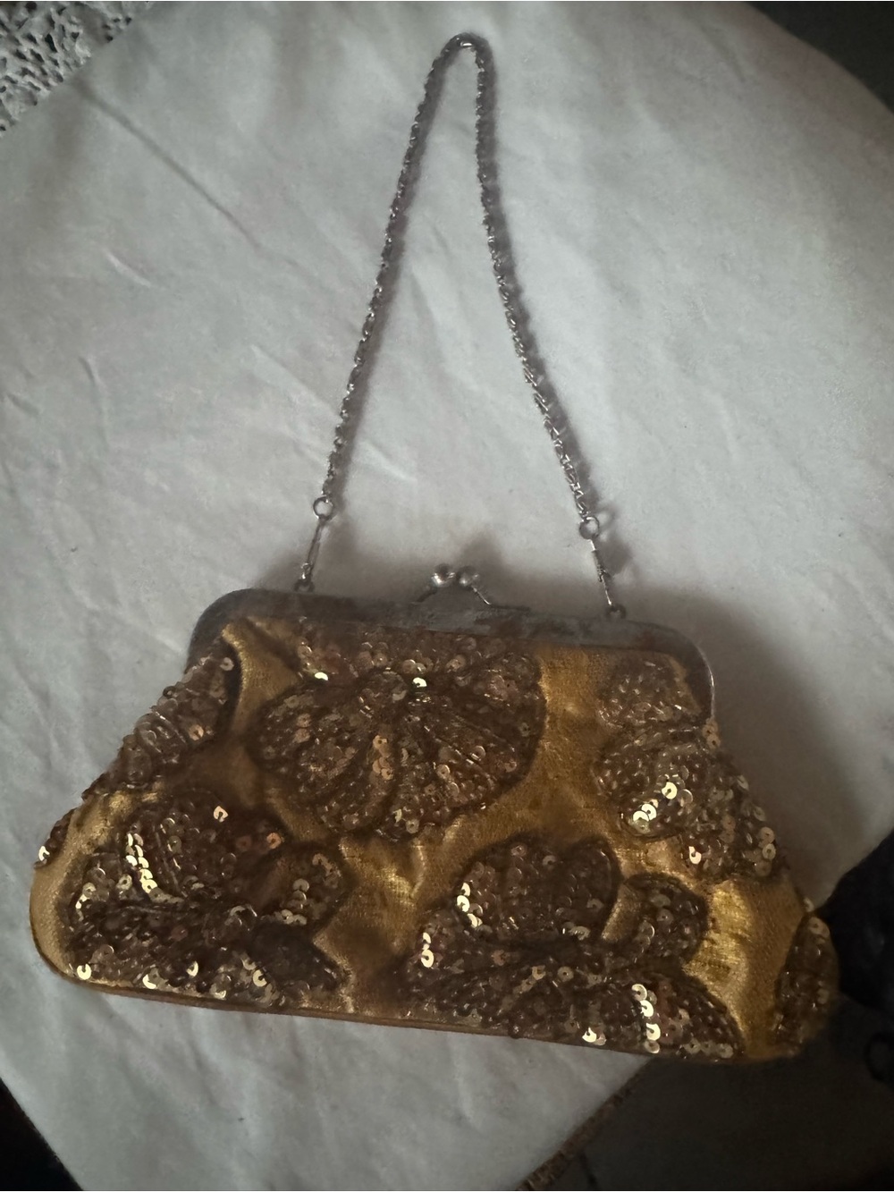 Gold Sequin Evening Clutch Handbag